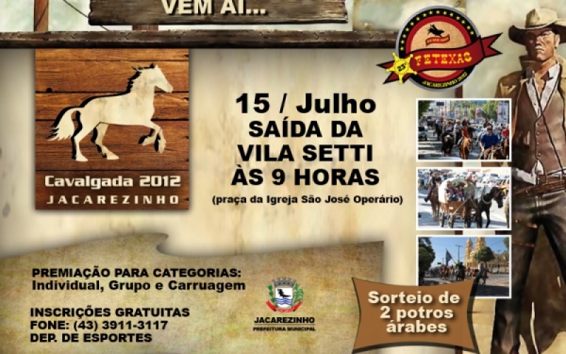 Cavalgada será realizada no dia 15 de julho