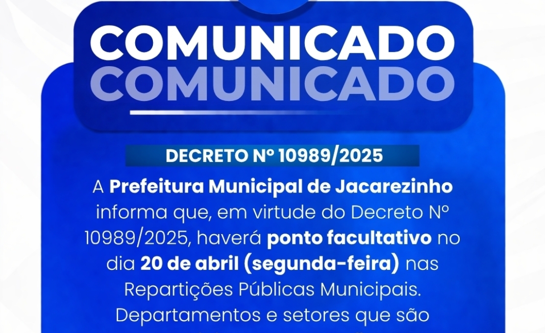 Atenção: ponto facultativo em Jacarezinho