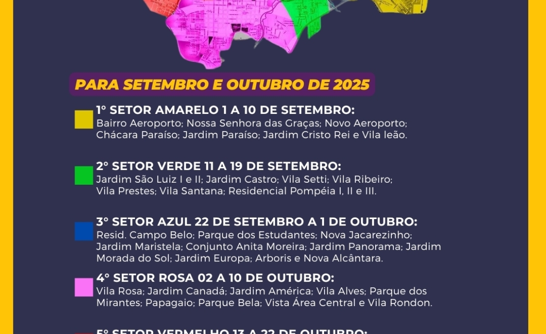 Confira o cronograma de coletas de galhos e entulhos – Setembro e Outubro 2025
