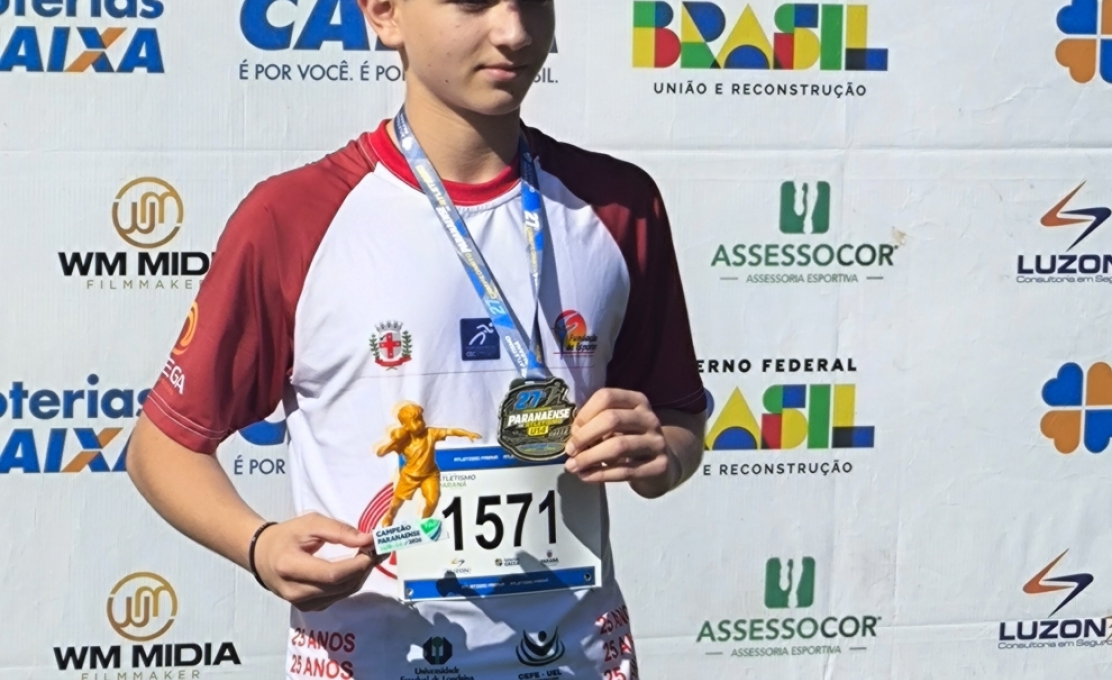 Atleta de Jacarezinho conquista dois títulos no Campeonato Paranaense de Atletismo Sub-14