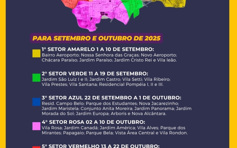 Confira o cronograma de coletas de galhos e entulhos – Setembro e Outubro 2025