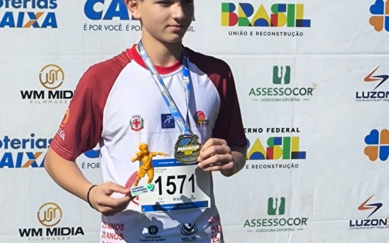 Atleta de Jacarezinho conquista dois títulos no Campeonato Paranaense de Atletismo Sub-14