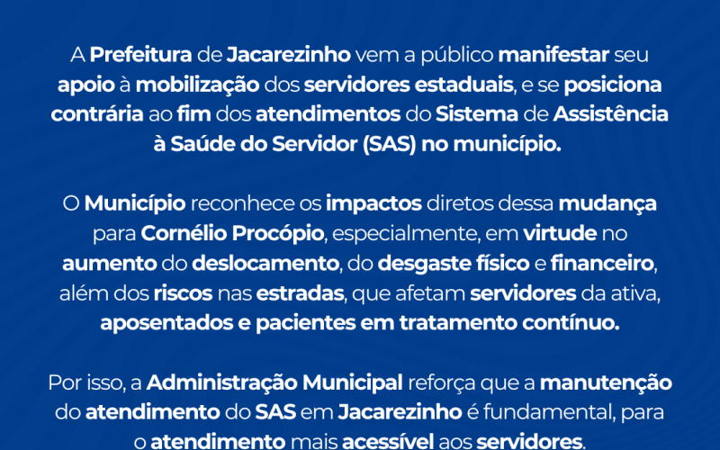 NOTA OFICIAL – PREFEITURA DE JACAREZINHO