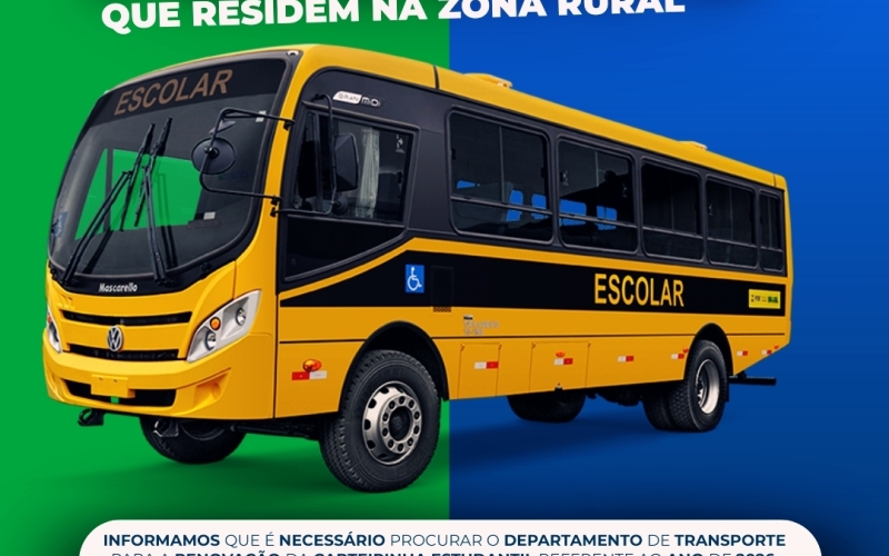 Atenção, alunos da zona rural! 