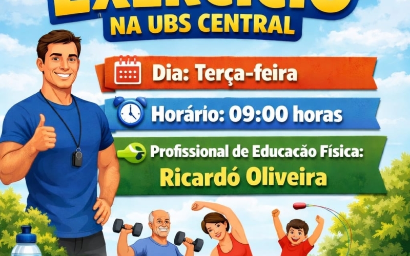 Venha participar do grupo de exercício da UBS Central!