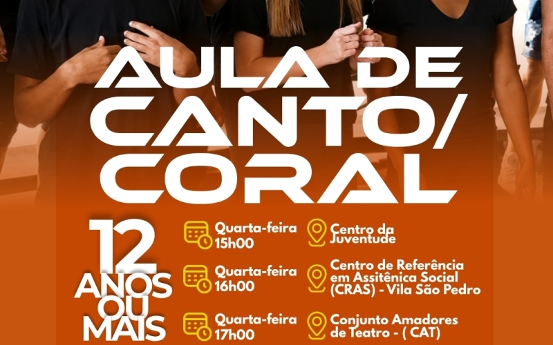 Inscrições abertas para a Aula de Canto Coral!